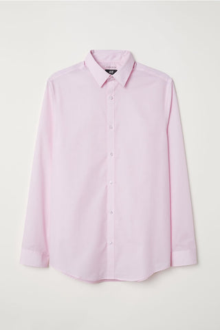 H&M 8617/1 Men Easy-iron Slim Fit Long Sleeve Shirt Light Pink-GL