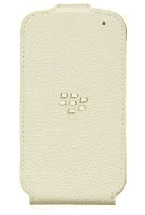 Blackberry Q10 Leather Flip Shell Case-White
