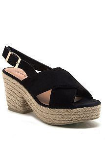 Qupid Cross Strap Ankle Strap Small Heel Sandals-Black-SHW/SHF