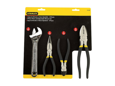 Stanley 4pc Pliers And Adjustable Wrench Set
