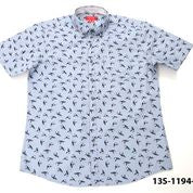 Oleg Cassini Men 13S-1194-E Poplin Print Short Sleeve Shirt Moss Green-GL/SHW