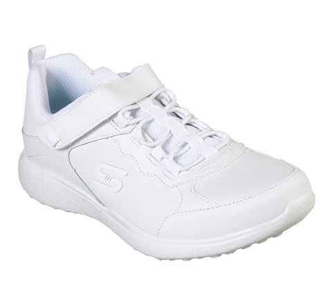 Skechers 82222L/WHT Girl's Microburst Preppy Steppy Sneaker White-SHG/MT/SHW