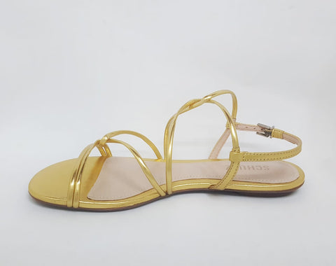 Schutz S01093 0193 Women Open Toe Ankle Strap Sandal Gold-GL