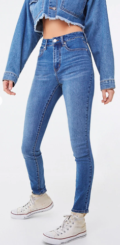 Forever21 Women High-Rise Skinny Jeans Medium Denim-SHG/SHW