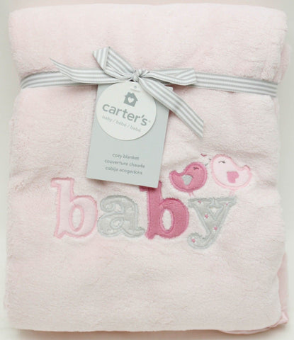 Carter's Embroidered Boa Cozy Blanket, Pink Birds