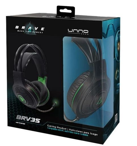 Unno Tekno Headset Brave Gaming BRV35 USB With Mic Green (HS7235GN)
