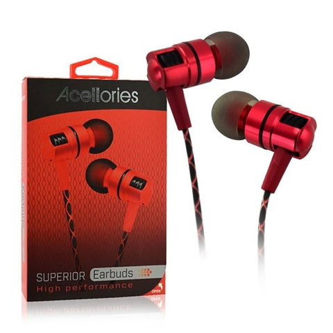 Acellories 3.5m Superior Metal High Performance Earbuds Red