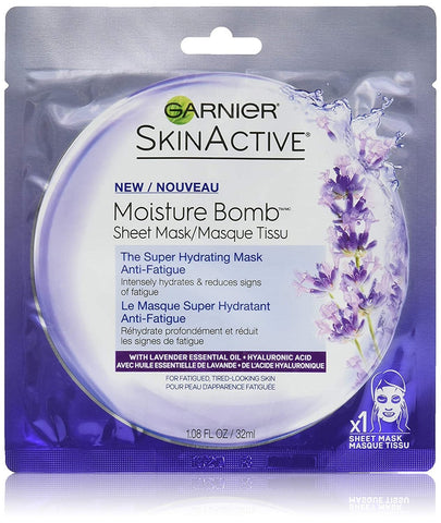 Garnier Skinactive Super Hydrating Facial Mask Anti-fatigue Lavender 1.08 FL OZ