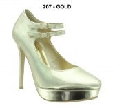Pierre Dumas Venus-2 Ankle Strap Shoe - Gold-SHW