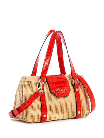 Guess CG811206 Women Paloma Straw Satchel Orange