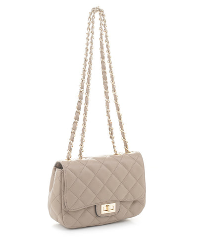 Isabelle HL19462 Women Quilted Classic Mini Shoulder Bag Taupe