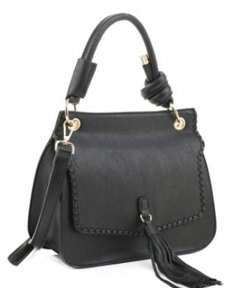 Isabelle FC20138 Women Top Handle Tassel Crossbody Bag Black