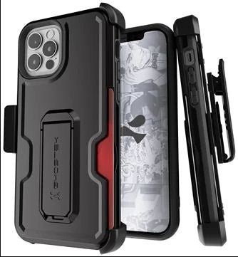 Ghostek Iron Armor3 Black Rugged Case + Holster for Apple iPhone 12/12 Pro