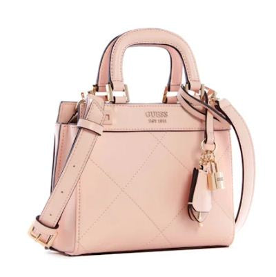 Guess QP787076 Women Katey Quilted Mini Satchel Powder Pink