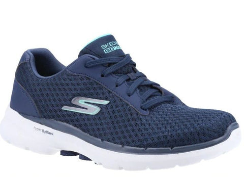 Skechers 124514/NVTQ Women GO Walk 6 Iconic Vision Lace Up Trainer Sneaker Navy/Turq