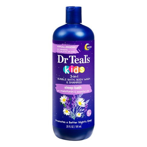Dr Teal's Kids 3-in-1 Sleep Bath: Bubble Bath, Body Wash & Shampoo with Melatonin & Essential Oils-20 fl oz