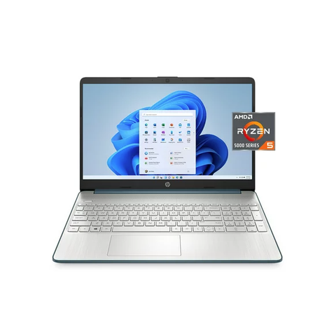 HP 15.6" Screen FHD Laptop Computer, AMD Ryzen 5 5500U, 8GB RAM, 256GB SSD, Spruce Blue, Windows 11 Home