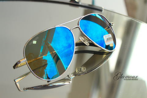 Serengeti 8547 Unisex Carrara Shiny Silver Blue Lens Sunglass-GL/MT