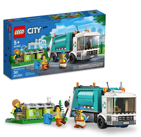 LEGO City Recycling Truck 60386, Toy Vehicle Set with 3 Sorting Bins, Gift Idea for Kids 5 Plus Years Old