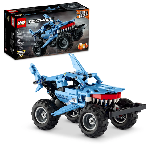 LEGO Technic Monster Jam Megalodon 42134 2 in 1 Pull Back Shark Truck to Lusca Low Racer Car Toy