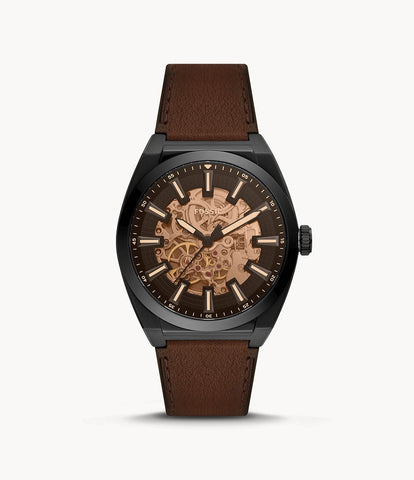 Fossil ME3207 Men Everette Automatic Dark Brown Eco Leather Watch