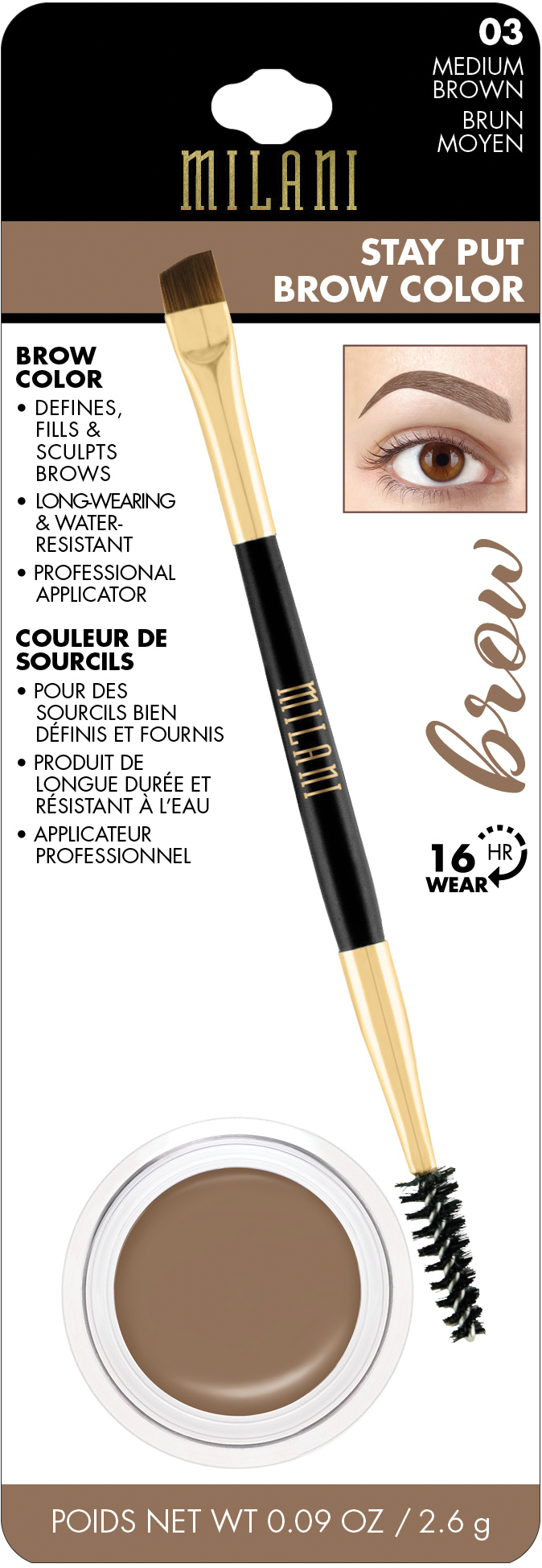 Milani Stay Put Brow Color – Long-Lasting Waterproof Brow Pomade