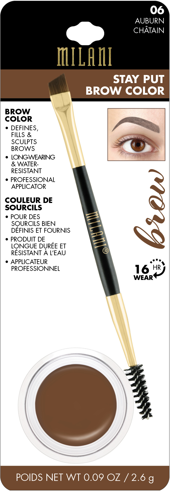 Milani Stay Put Brow Color – Long-Lasting Waterproof Brow Pomade