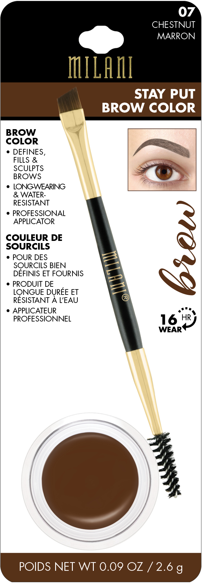 Milani Stay Put Brow Color – Long-Lasting Waterproof Brow Pomade