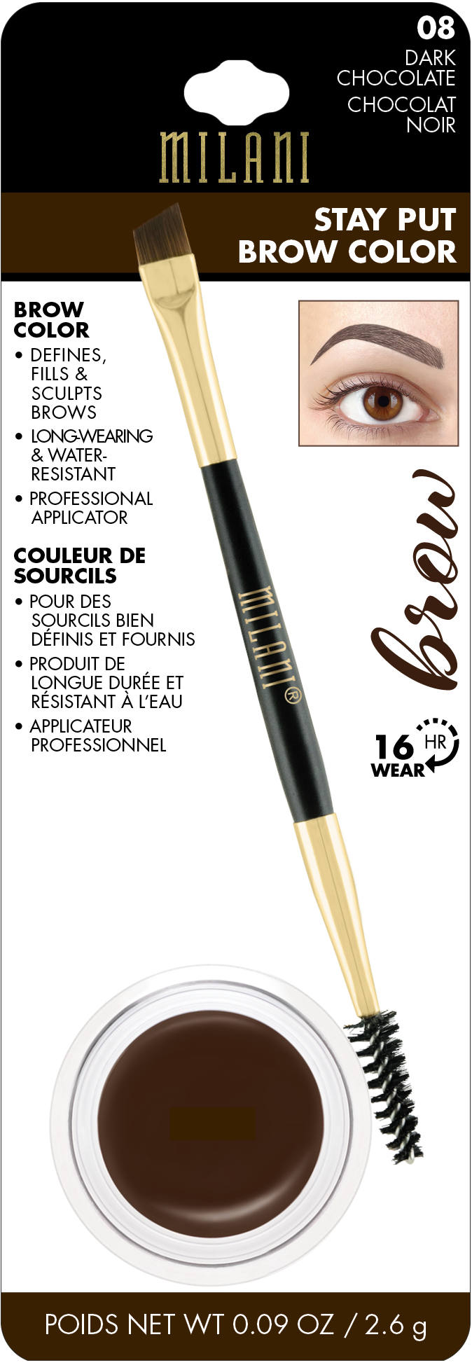 Milani Stay Put Brow Color – Long-Lasting Waterproof Brow Pomade