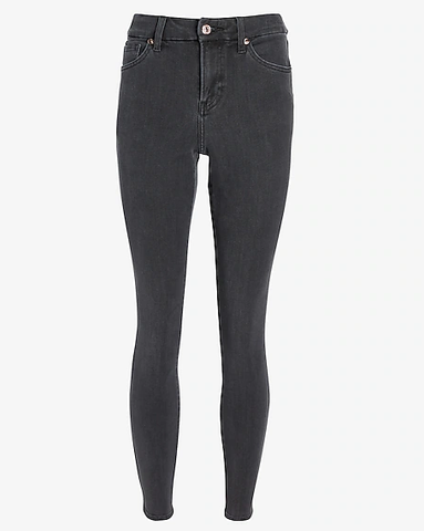 Express 07190414 Women Mid Rise Flexx Skinny Jeans Black