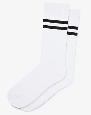 Express 04621459 White Double Stripe Dress Socks