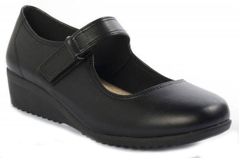 Pierre Dumas Relax-16 Black Small Heel School Shoe Black-MT/SHG/SHW