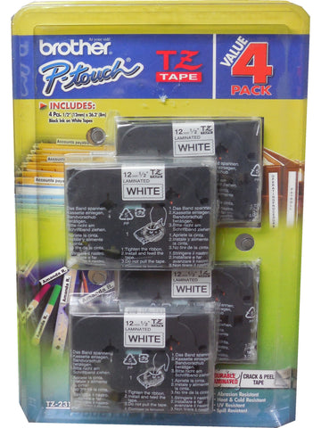 Genuine BROTHER TZ-2314PK P-touch 10-inch 12mm Black Ink on White