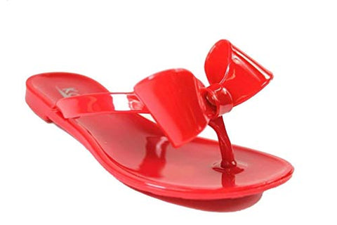 Kali Ribbon Women Jelly Flip Flops Red-SHW