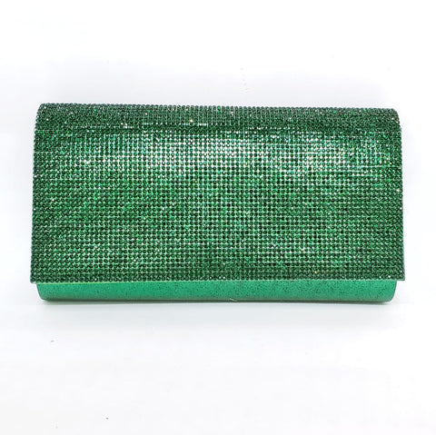 Unni Women Fashion Faux Leather Rhinestone Clutch Bag Green