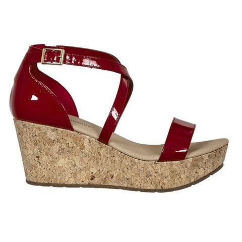 Pierre Dumas Natural-13 Strappy Wedge Heel Ankle Strap Sandal Red-SHW