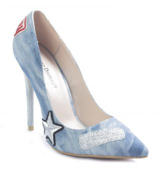 Pierre Dumas Lula-3 Women Slip On Heel Shoe Light Blue-SHG