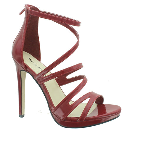 Pierre Dumas Sexy-10 Women Open Toe Strappy Ankle Strap High Heel Shoe Red-SHW