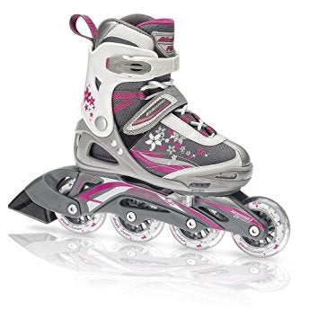 Rollerblade Bladerunner Phaser Girls Kids Expandable Skate, Silver/Pink