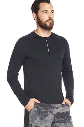 Fabletics Men Silver LS 1/2 Zip Longsleeve Jersey Black-SHW