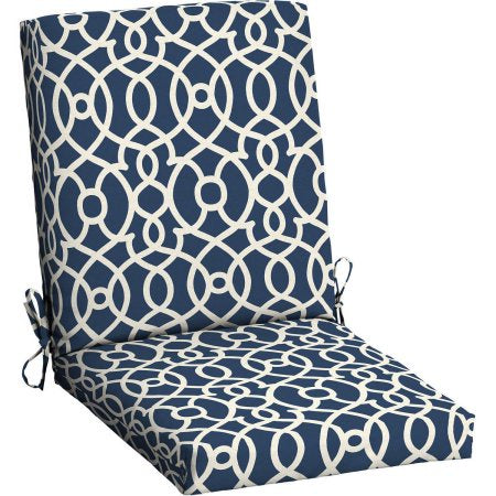 Mainstays Outdoor Patio Dining Chair Cushions-Blue/White