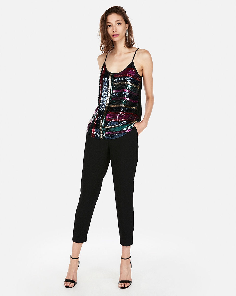 Express 06375041 Women Sequin Multi-Stripe Cami-SHW