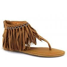 Pierre Dumas Lily-21 Chain and Fringe Detail Sandals - New Tan-MT