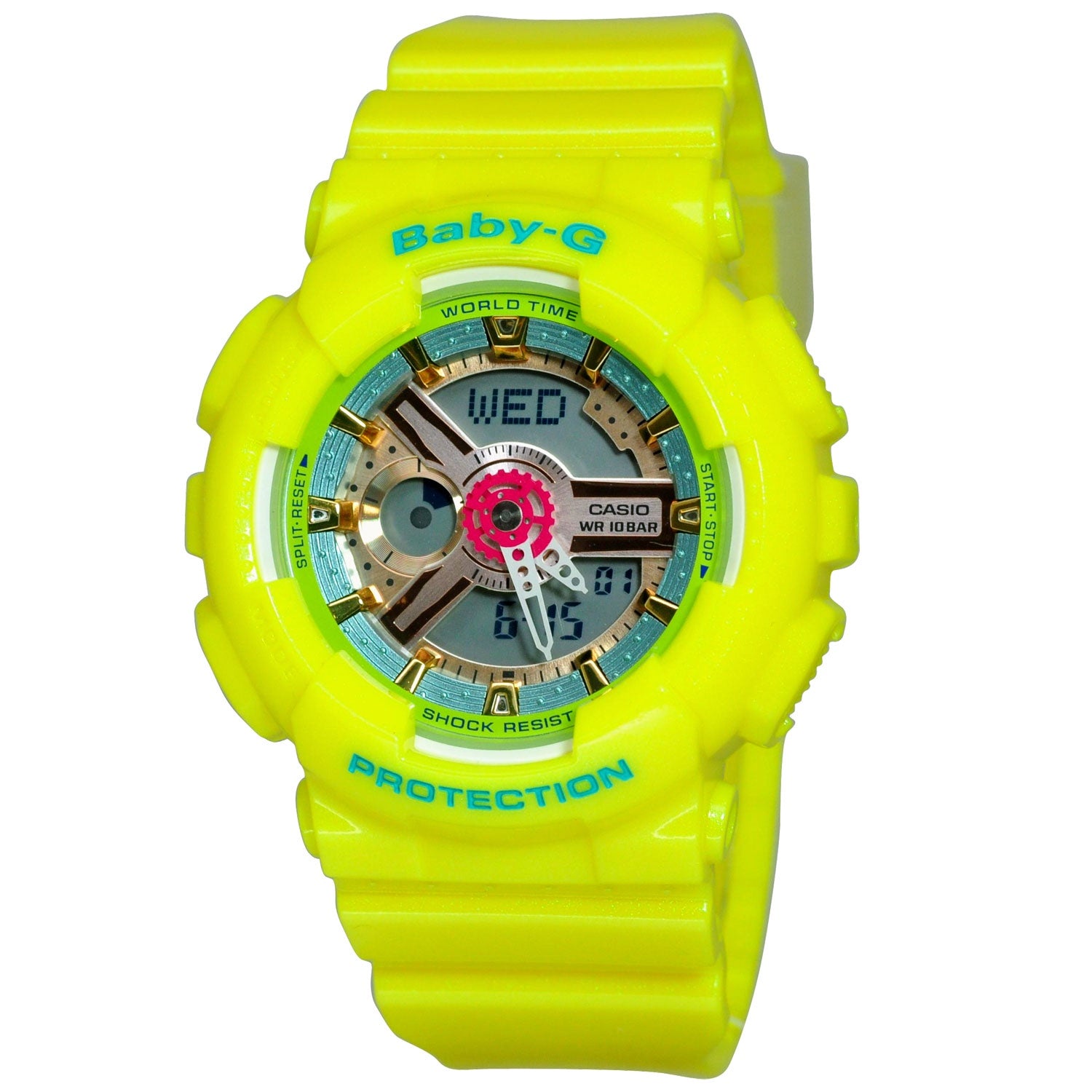 Baby G BA110CA-9A-Women Casio Digital Analog Yellow Sport Watch-GL