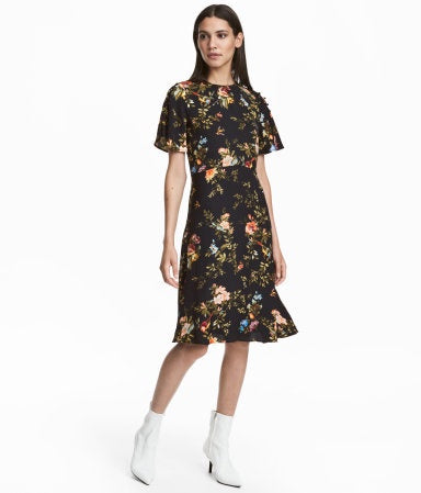 H&M Short Sleeved Black Floral Dress - SHF