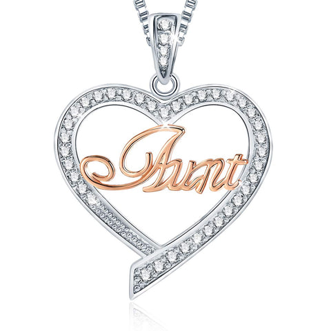 Ado Glo ❤️Aunt Love Heart Pendant Necklace Rose Gold Fashion Jewelry