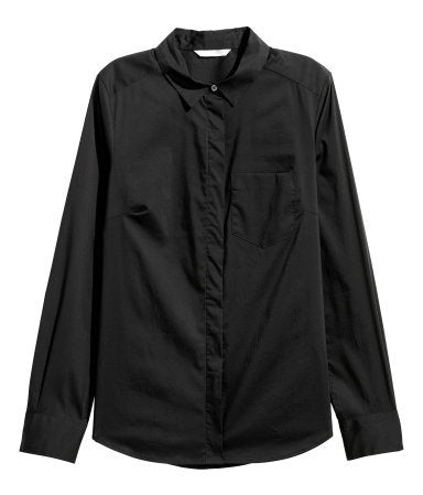 H&M-Women Fitted Shirt-Black- SHW