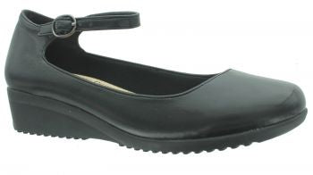 Pierre Dumas Relax-17 Women Black Small Wedge Ankle Strap Shoe-SHW/SHF/SHG