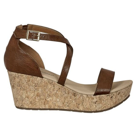Pierre Dumas Natural-13 Strappy Wedge Heel Ankle Strap Sandal Whiskey-SHW