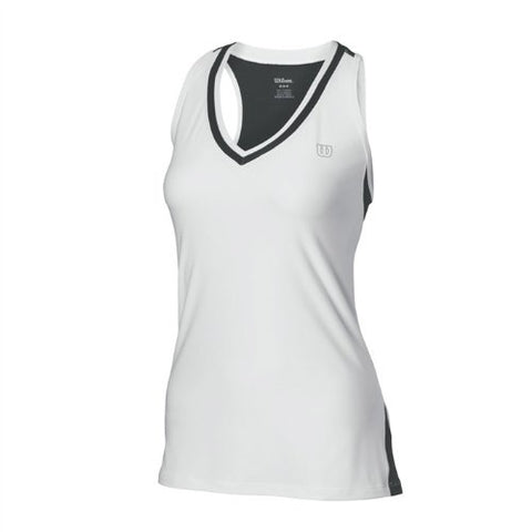 Wilson Women New Team Tennis Tank Top T-Shirt Tee Sleeveless Black/White